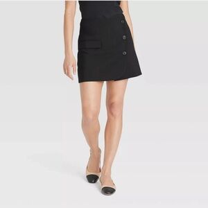 A New Day  Wrap Target Work Black Button-Front Women's Skirt 6 28” Pocket Wrap